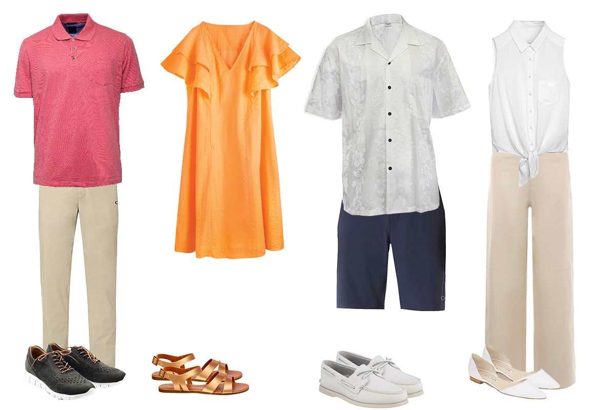 Examples of resort casual attire.
