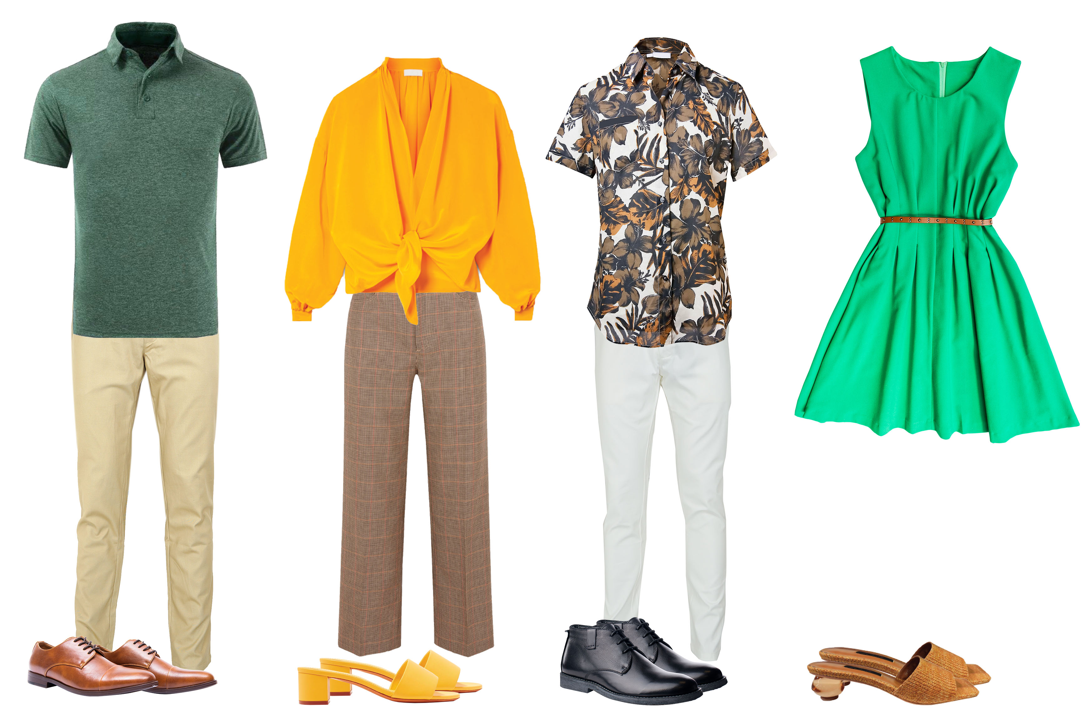 Examples of resort dressy attire.
