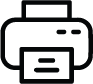 Simple black printer icon with a paper sheet showing two lines and a square.