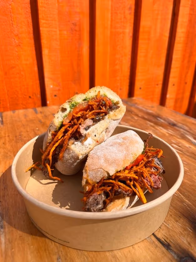 Steak Sandwich in a cardboard bowl