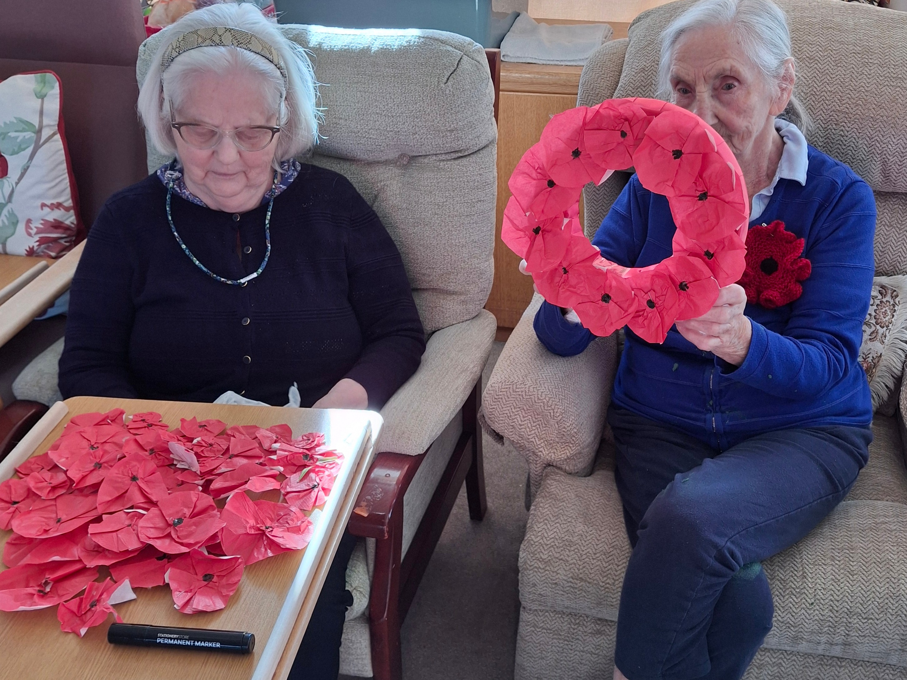 Poppies crafted by residents of the Home