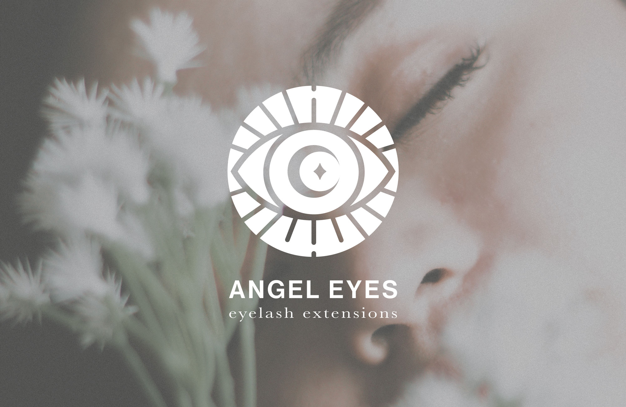 Angel eyes logo on background