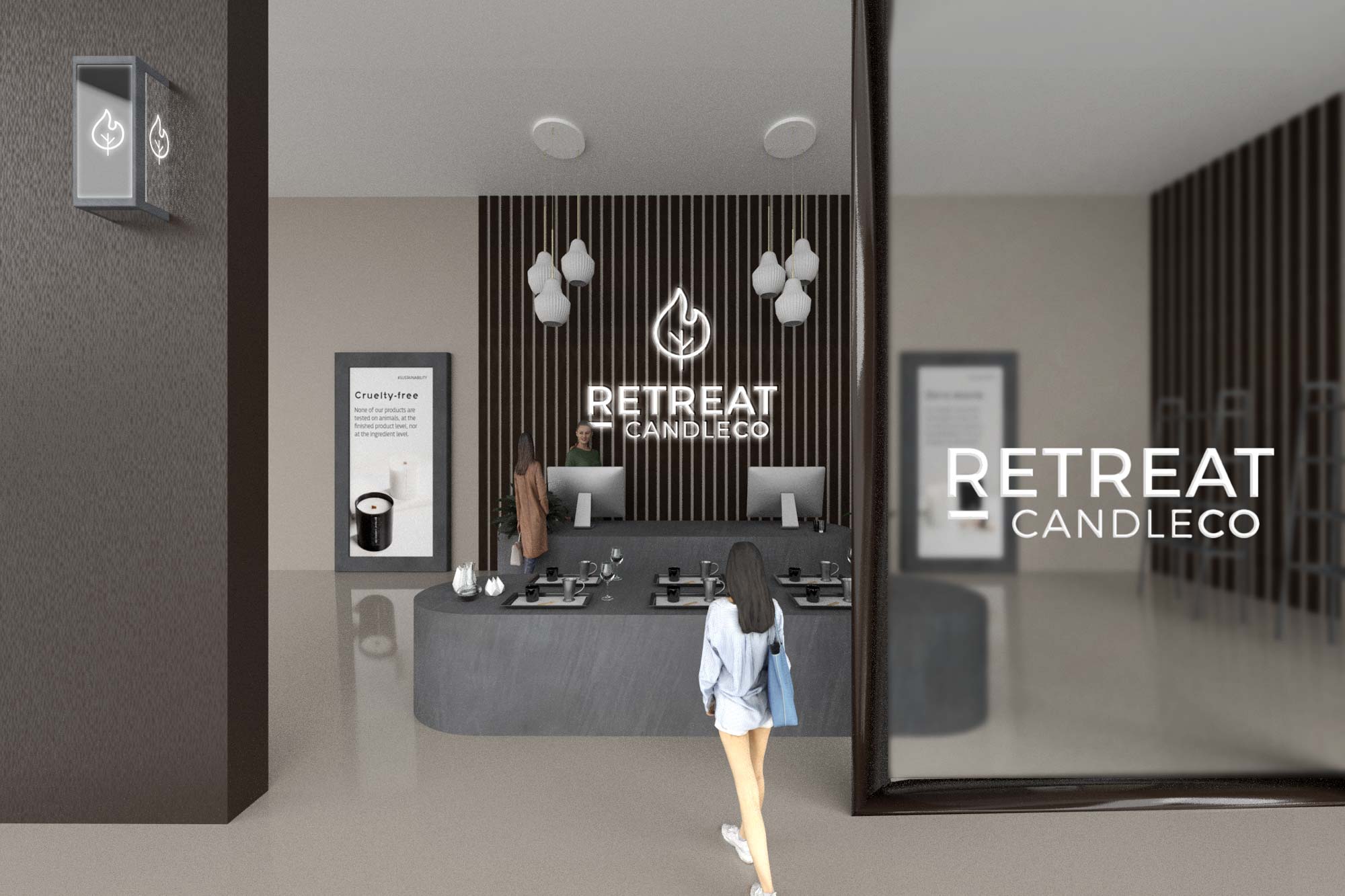 3D display storefront for Retreat Candle Co