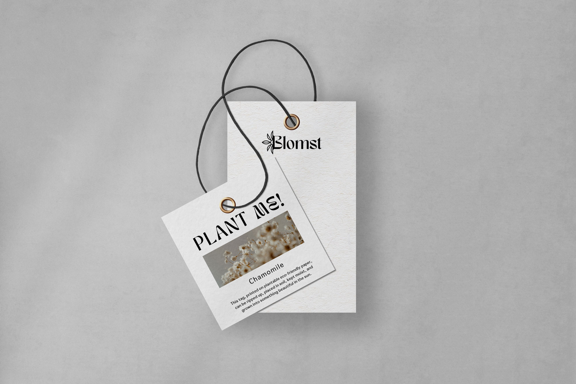 Blomst clothing tag on a light background