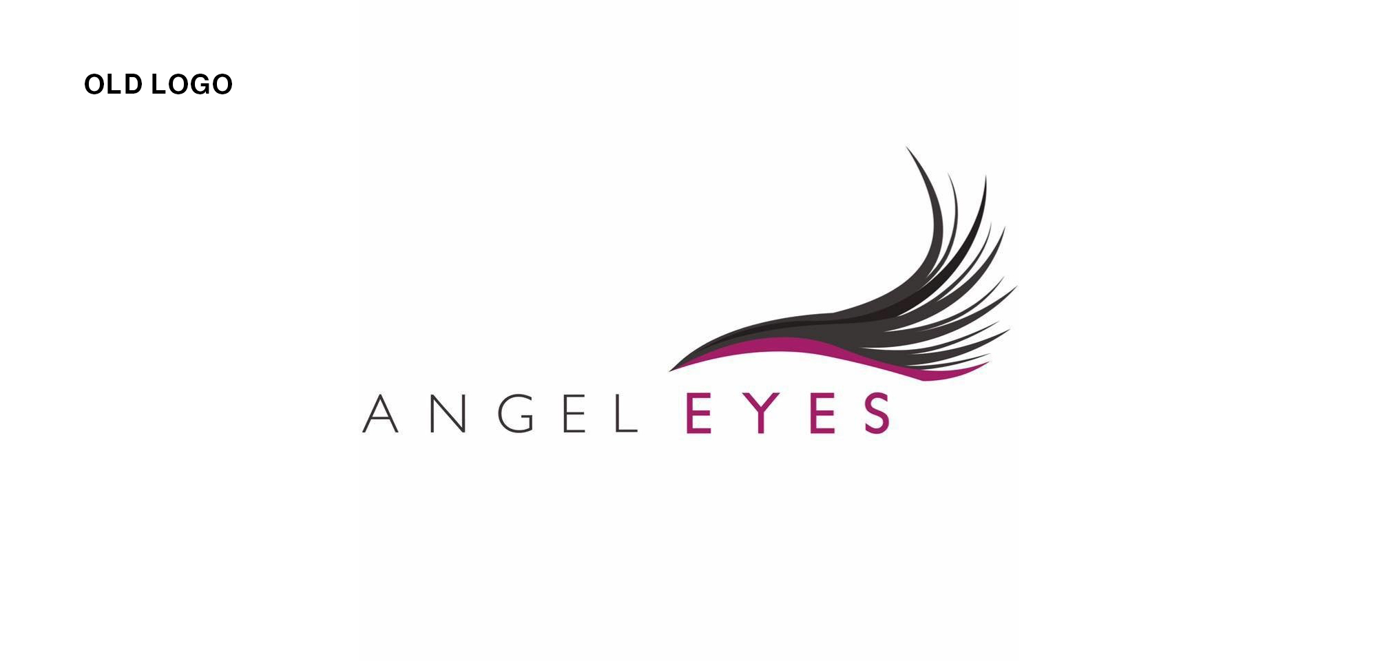Angel eyes old logo featured on a white background