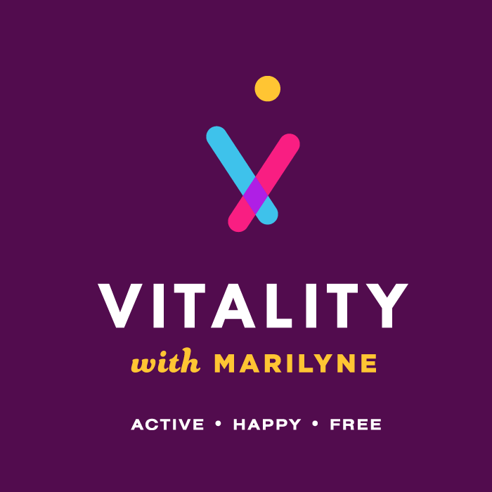 Vitality primary logo placed on purple background