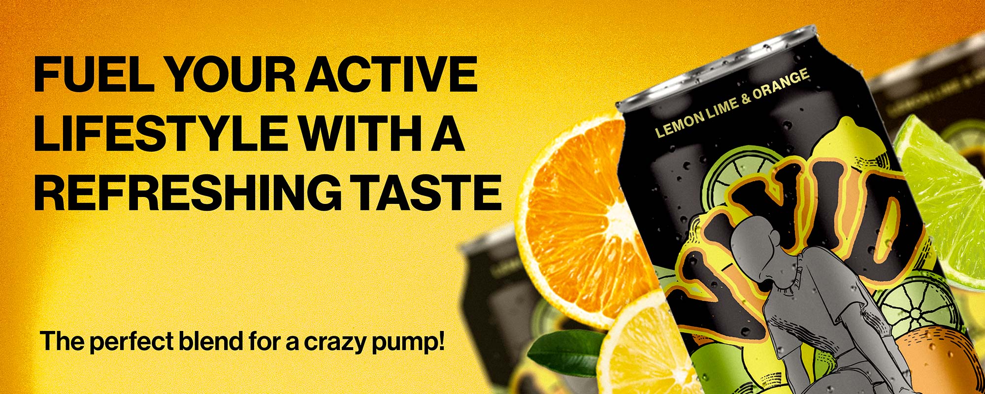 Vivids billboard ad displayed vivids citrus energy cans and text