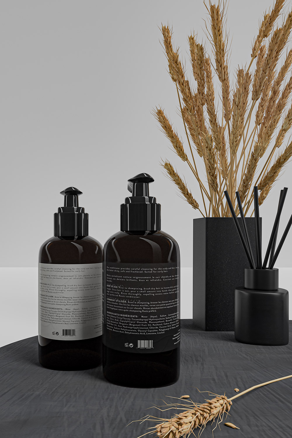 Roots display of back label