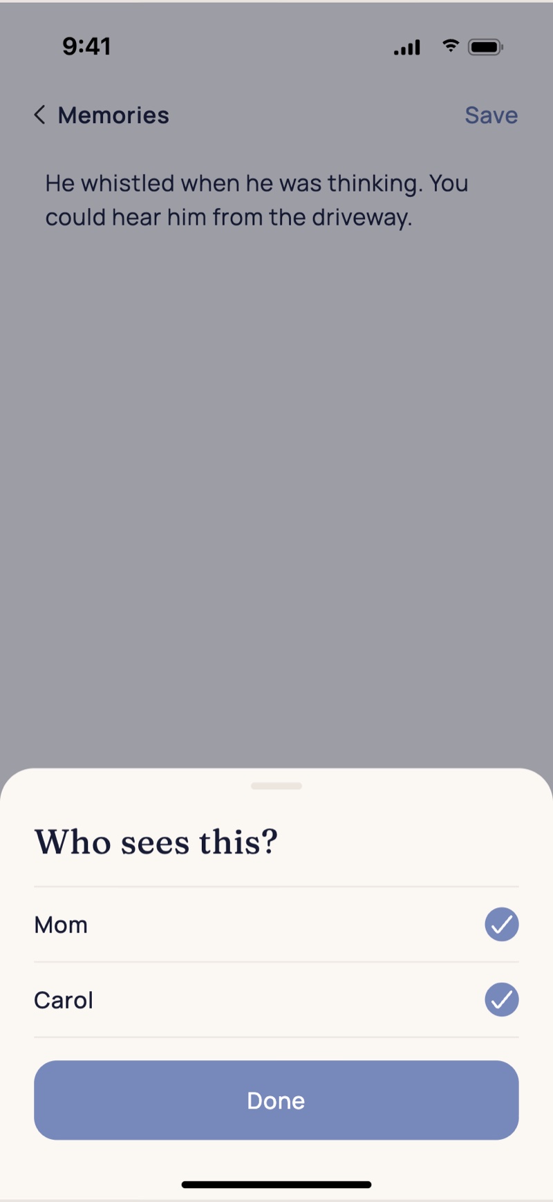 The Heartchive app: Choose who sees it
