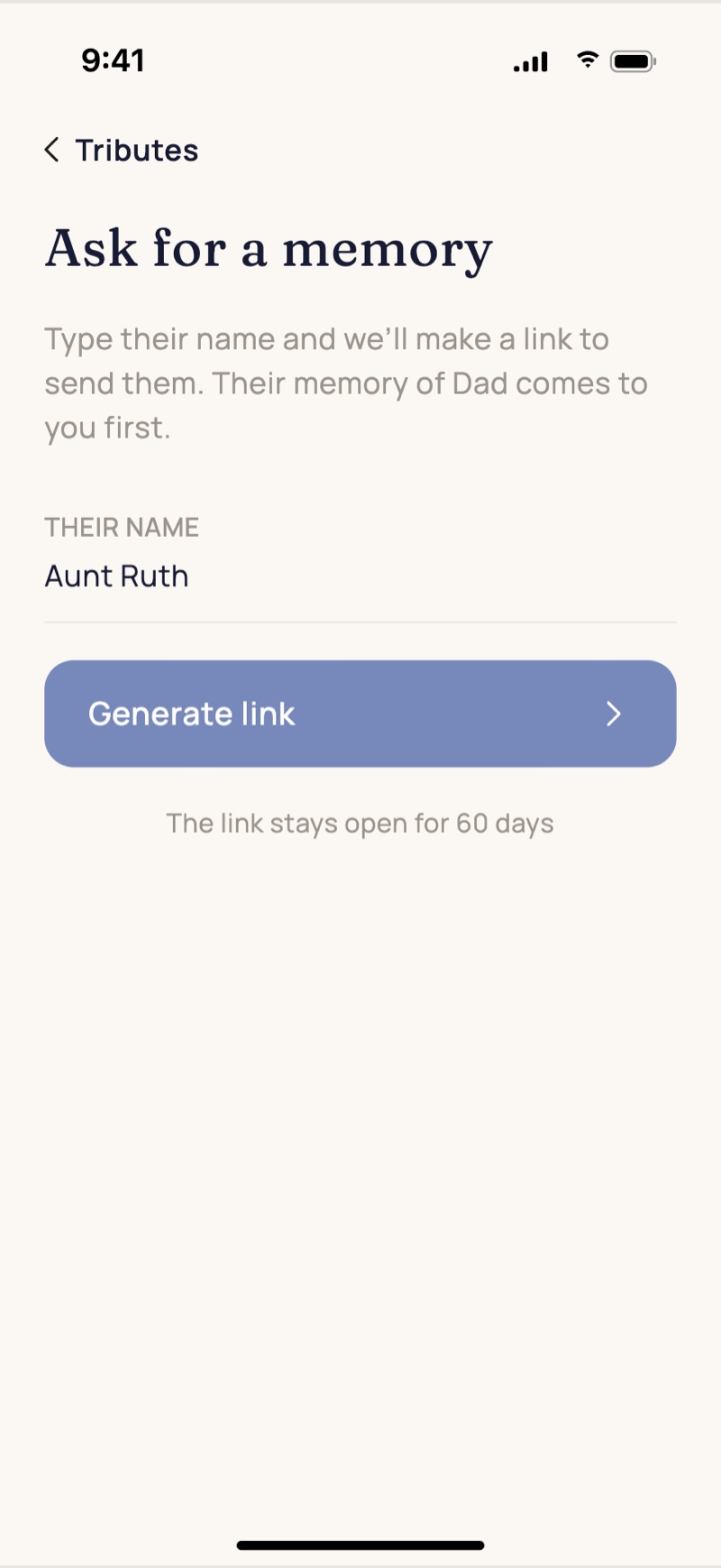 The Heartchive app: Create a request