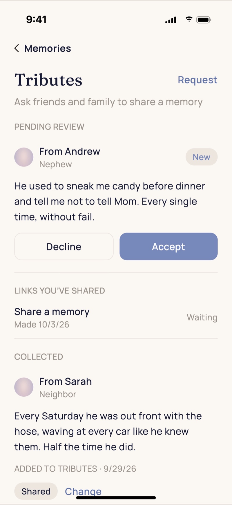 The Heartchive app: Review what comes in