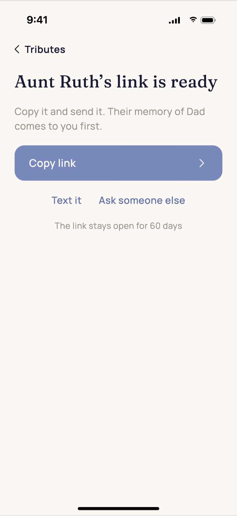 The Heartchive app: Send the link