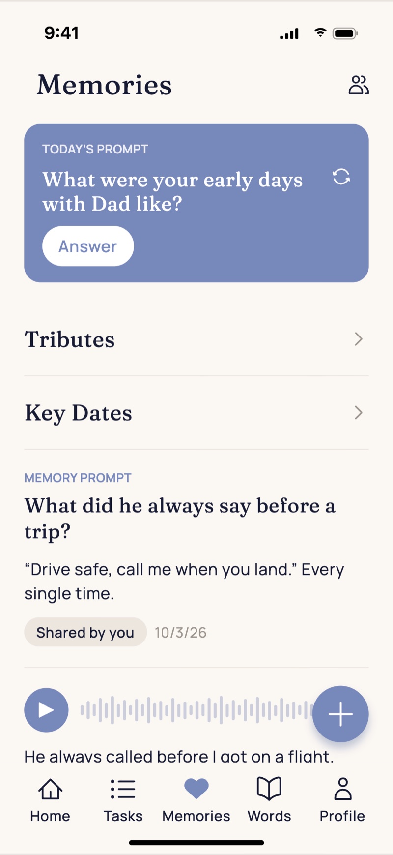 The Heartchive app: Memories