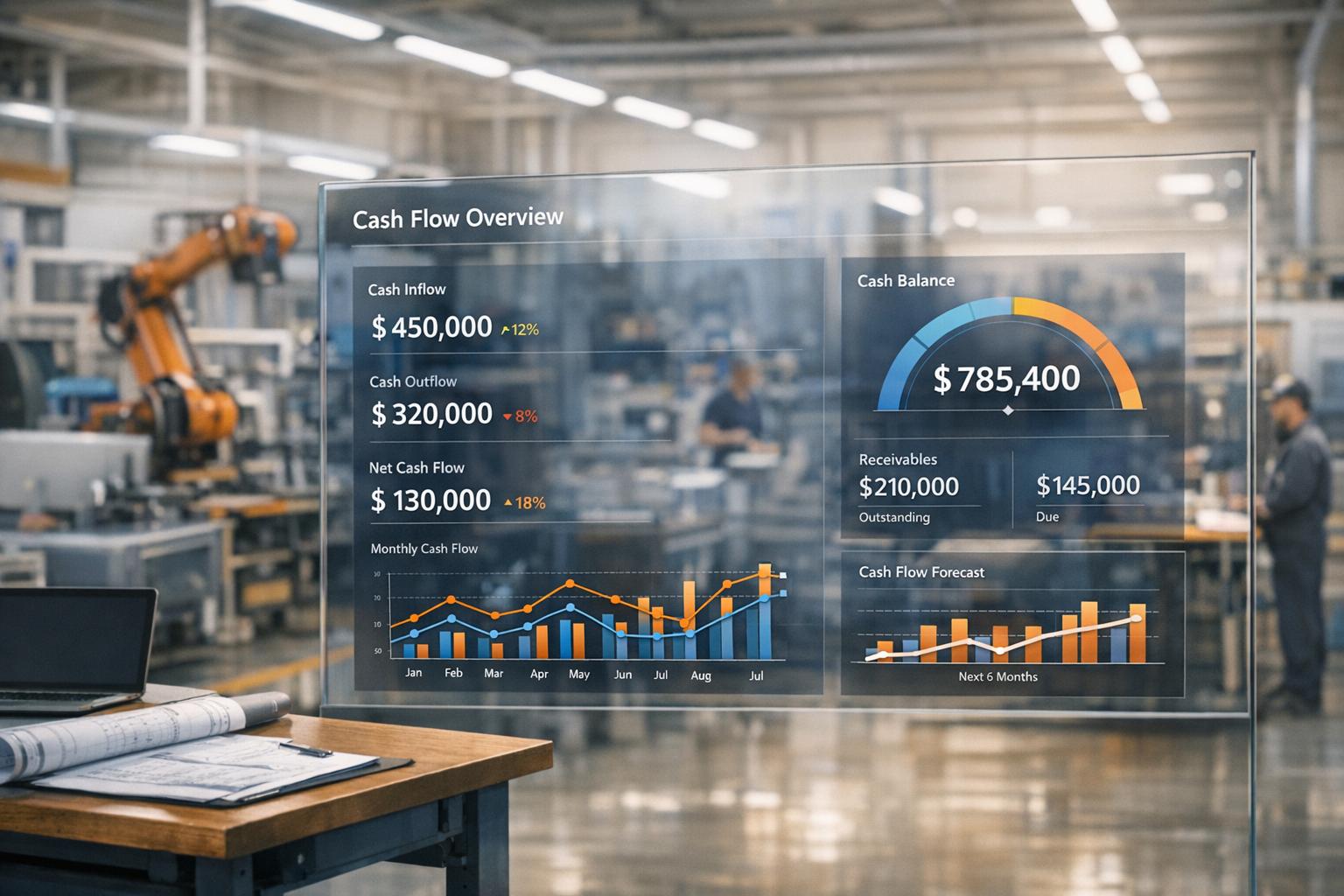 Cash Flow Tracking in Manufacturing Dashboards
