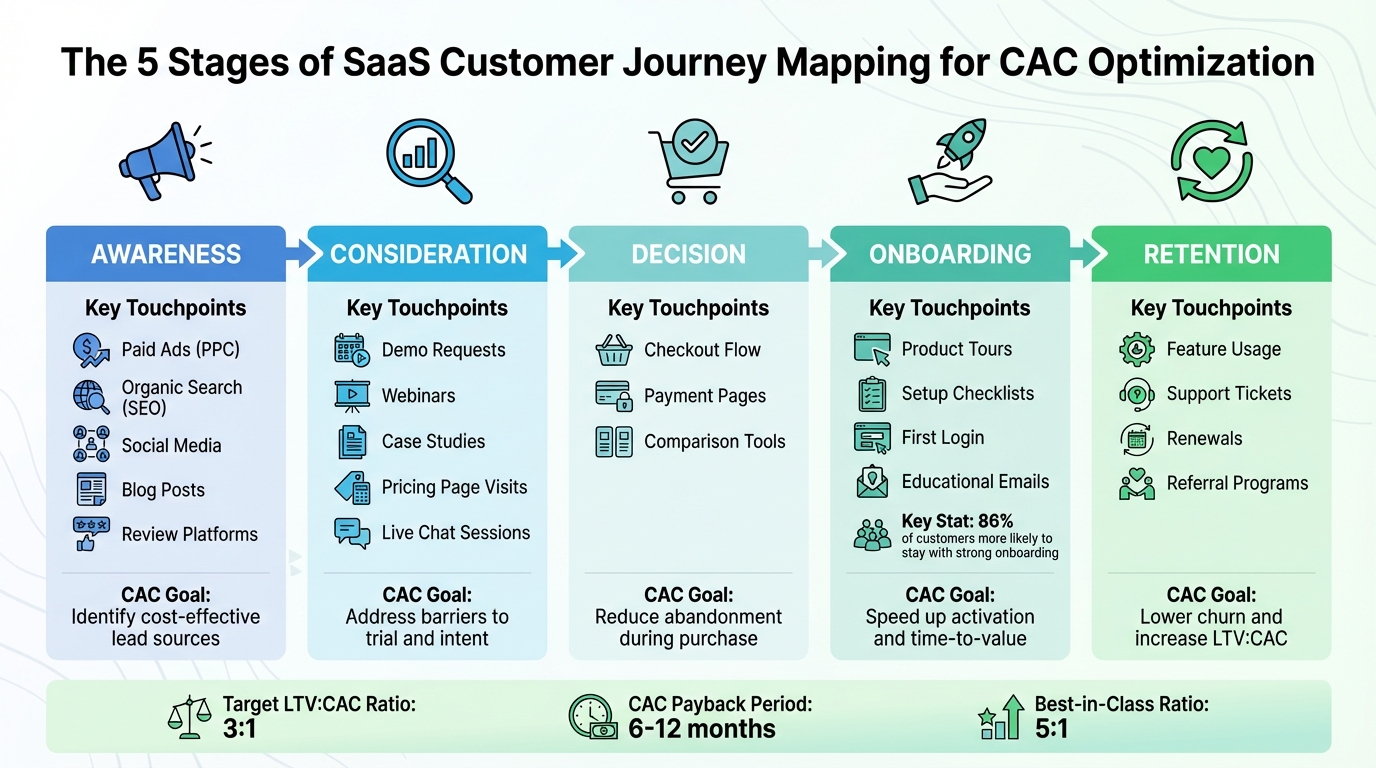 SaaS Customer Journey Mapping: 5 Stages to Optimize CAC