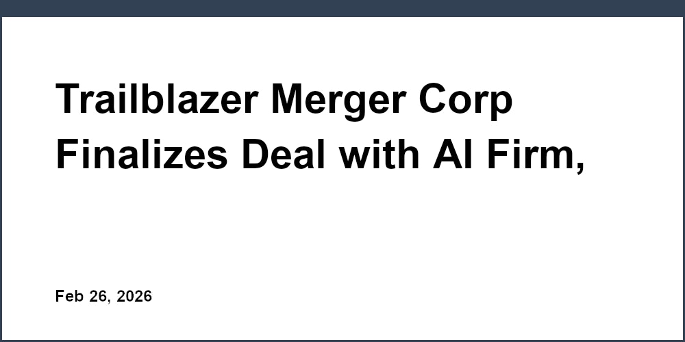 Trailblazer Merger Corp Finalizes Deal with AI Firm, Approaching Public Market Launch