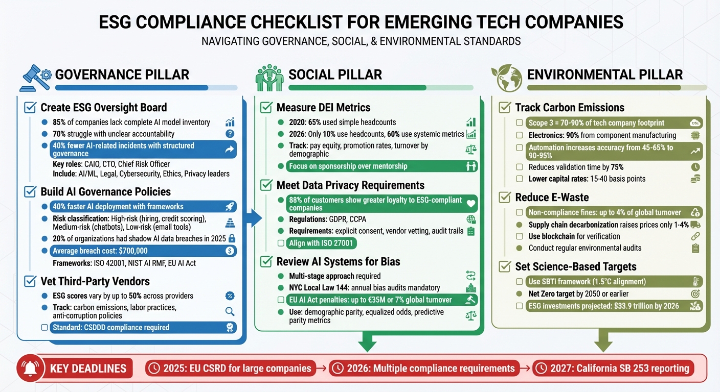 ESG Compliance Checklist for Tech Companies: Governance, Social, and Environmental Requirements