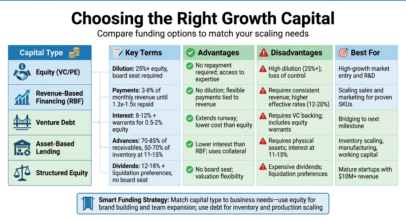 Growth Capital Options for Consumer Goods Startups: Equity vs Debt vs Blended Structures