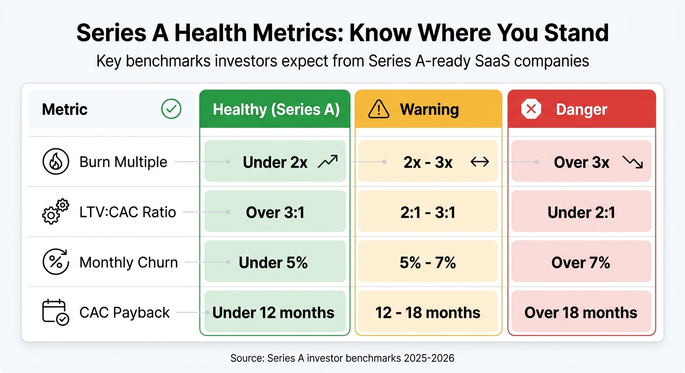 Series A Funding Health Metrics: Benchmarks for SaaS Startups