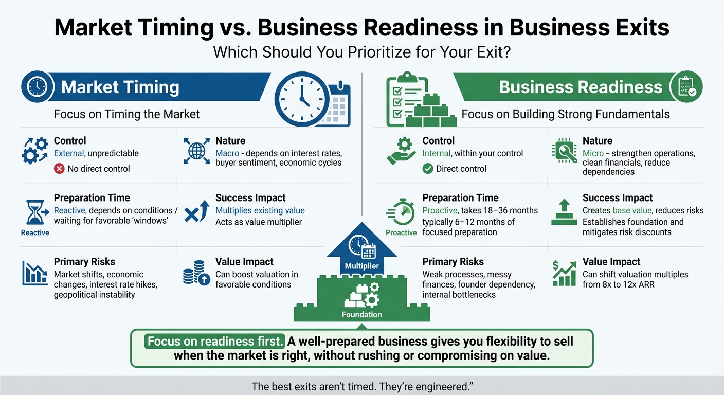 Market Timing vs Business Readiness: Key Factors Comparison for Business Exits