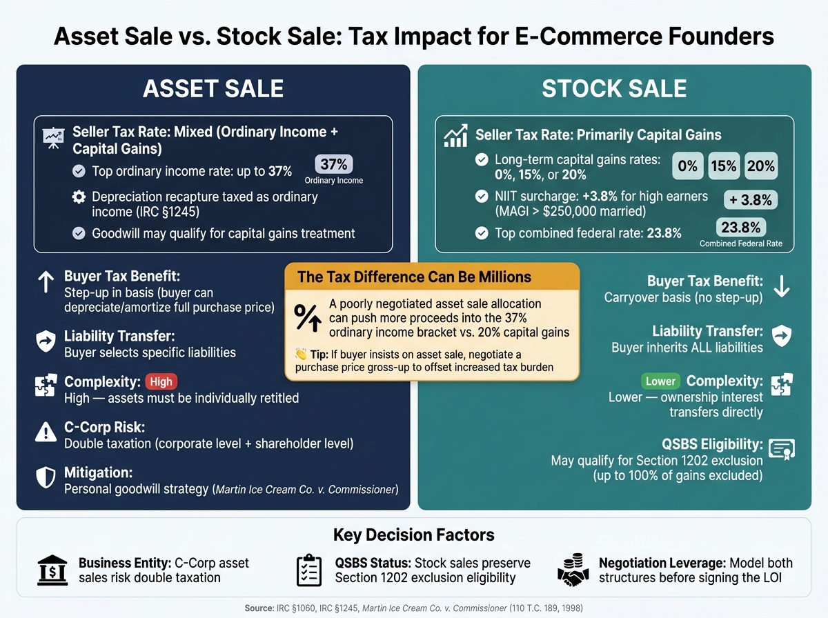 Asset Sale vs. Stock Sale: Tax Impact for E-Commerce Founders