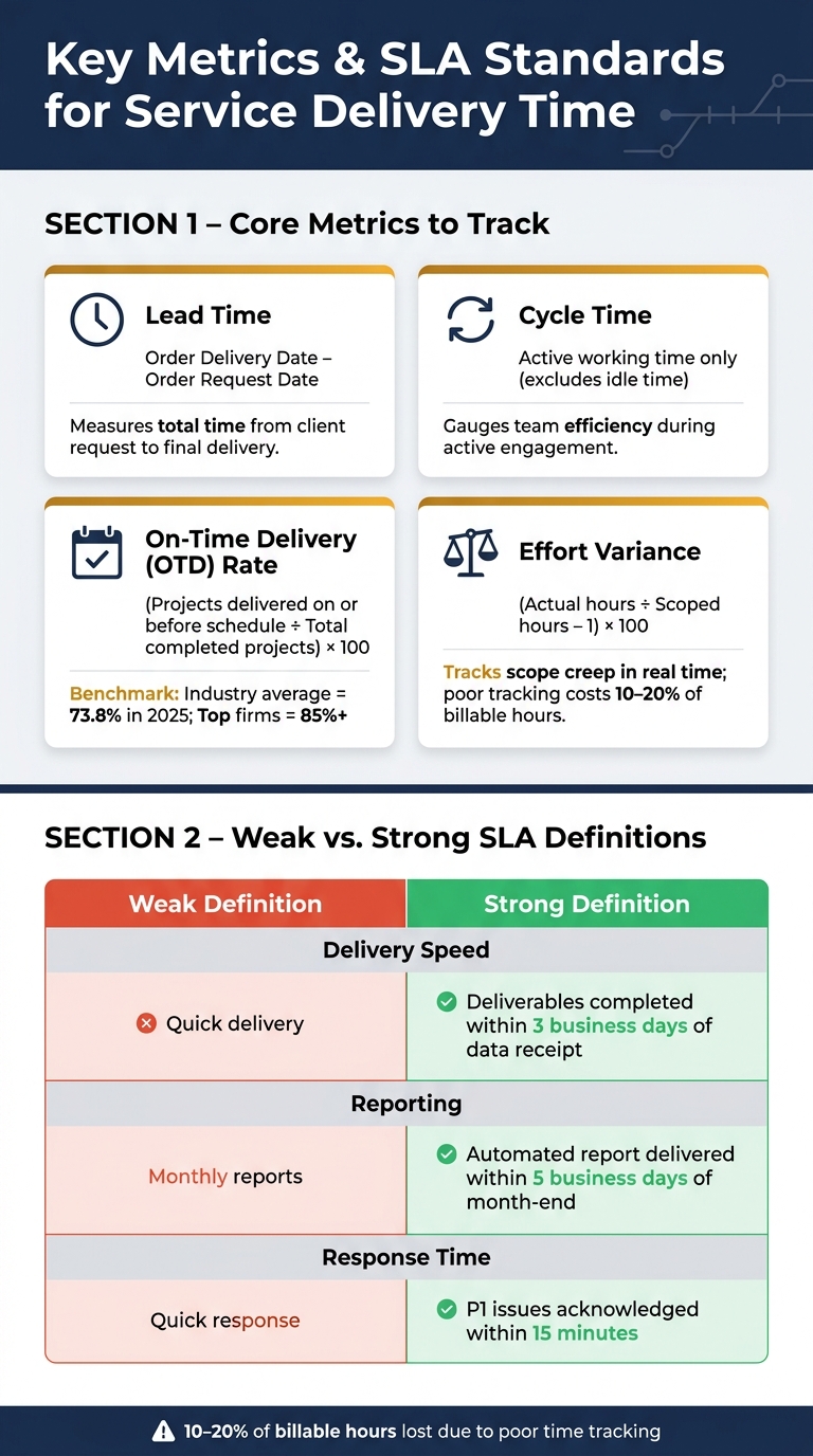 Weak vs. Strong SLA Metric Definitions for Service Delivery