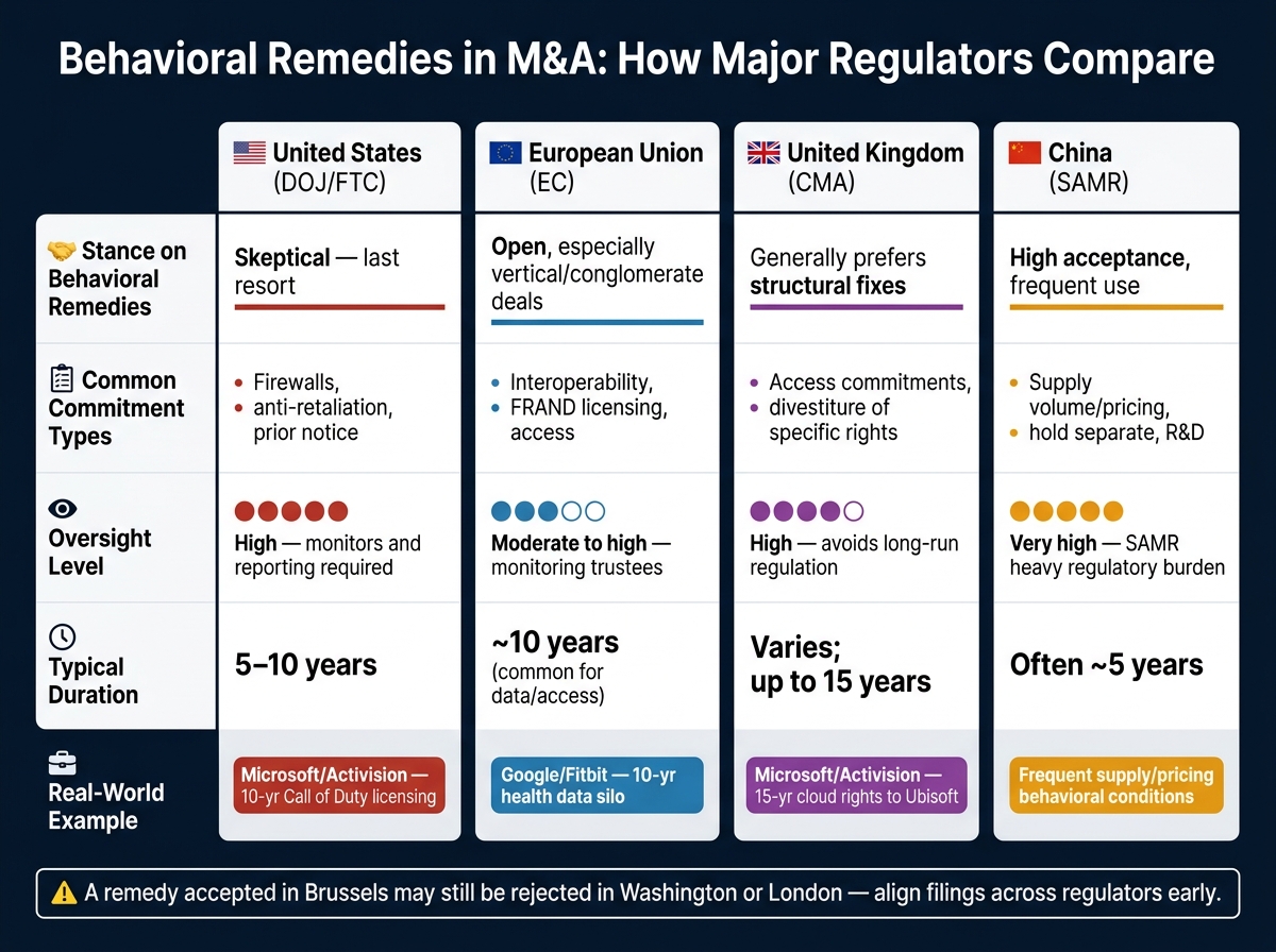 Behavioral Remedies in M&A: Global Regulator Comparison Guide