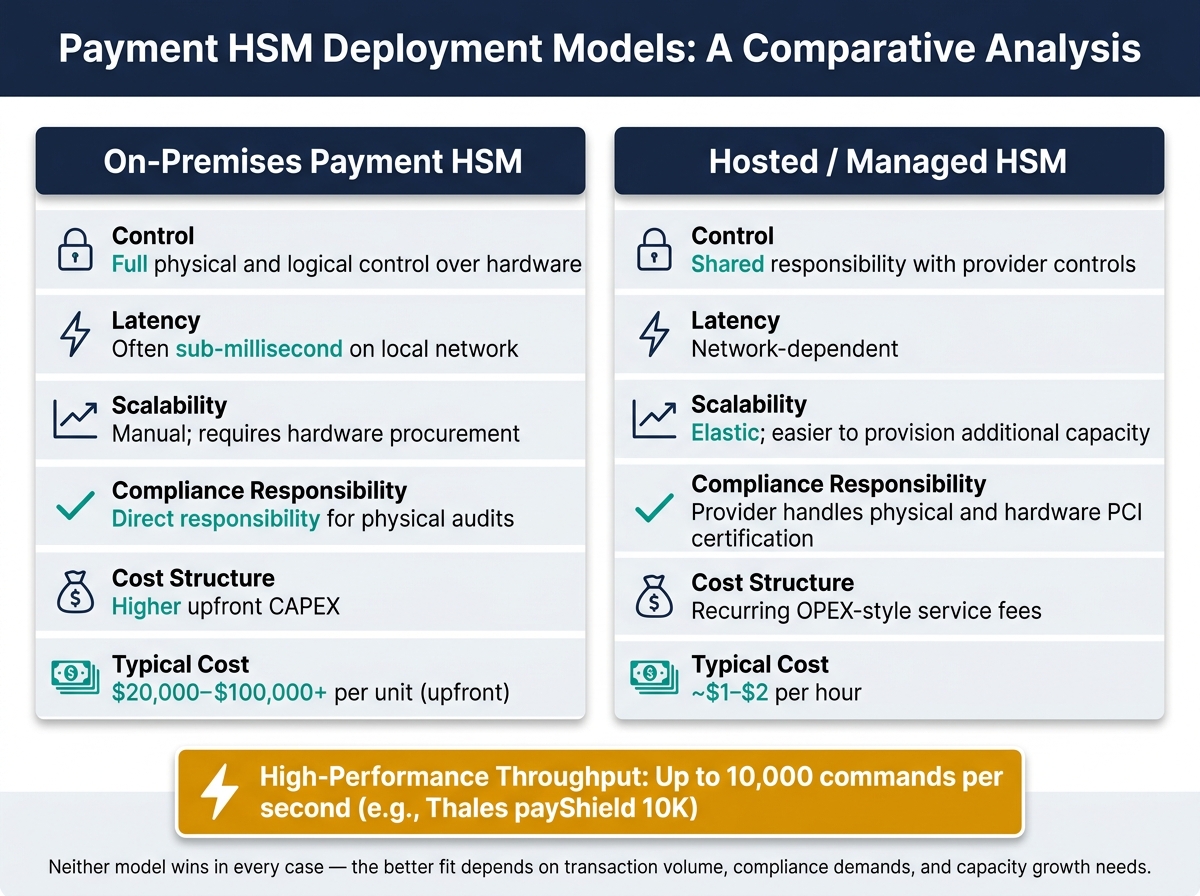 Payment HSM Deployment Models: On-Premises vs. Hosted Cost & Control Comparison