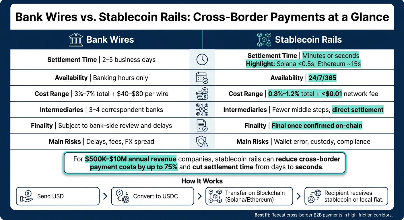 Bank Wires vs. Stablecoin Rails: Cross-Border Payment Comparison