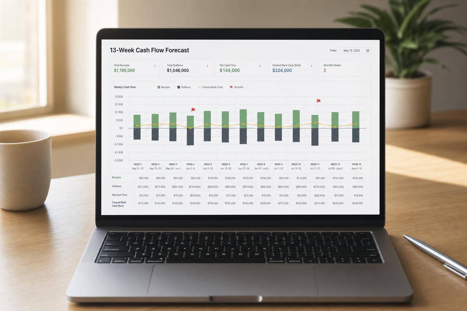 13-Week Cash Flow Forecast: Build Steps