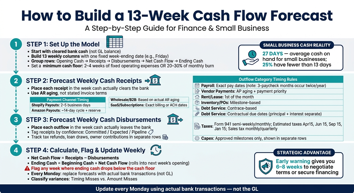 How to Build a 13-Week Cash Flow Forecast: Step-by-Step