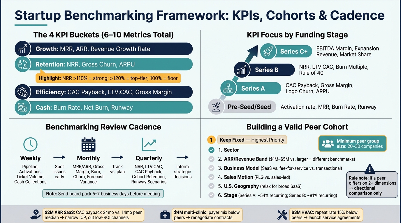 Startup KPI Benchmarking Framework: Metrics by Stage & Sector