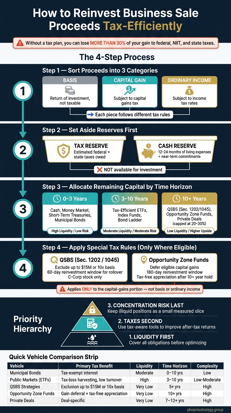 How to Reinvest Business Sale Proceeds Tax-Efficiently: 4-Step Framework