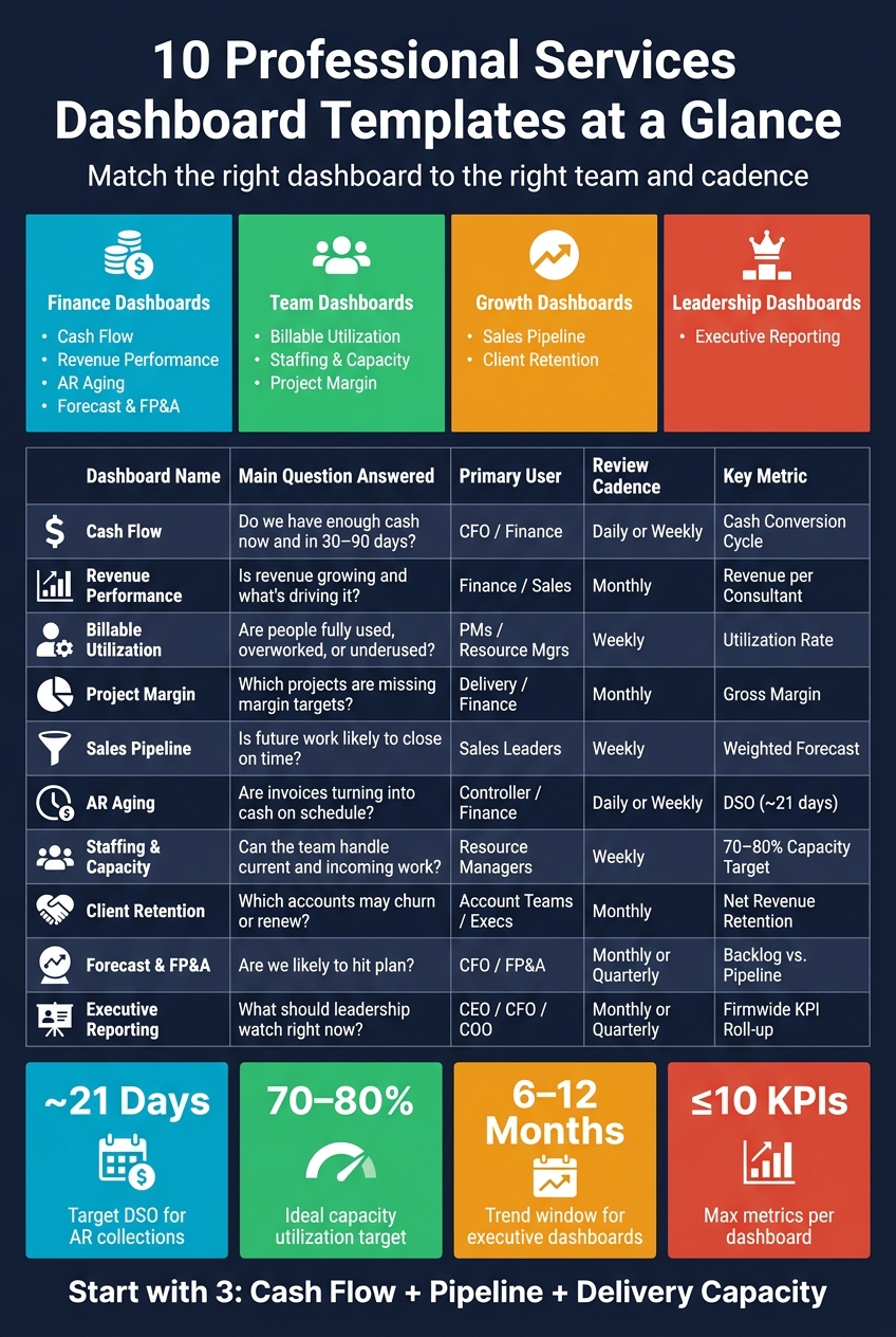 10 Professional Services Dashboard Templates: Quick Reference Guide