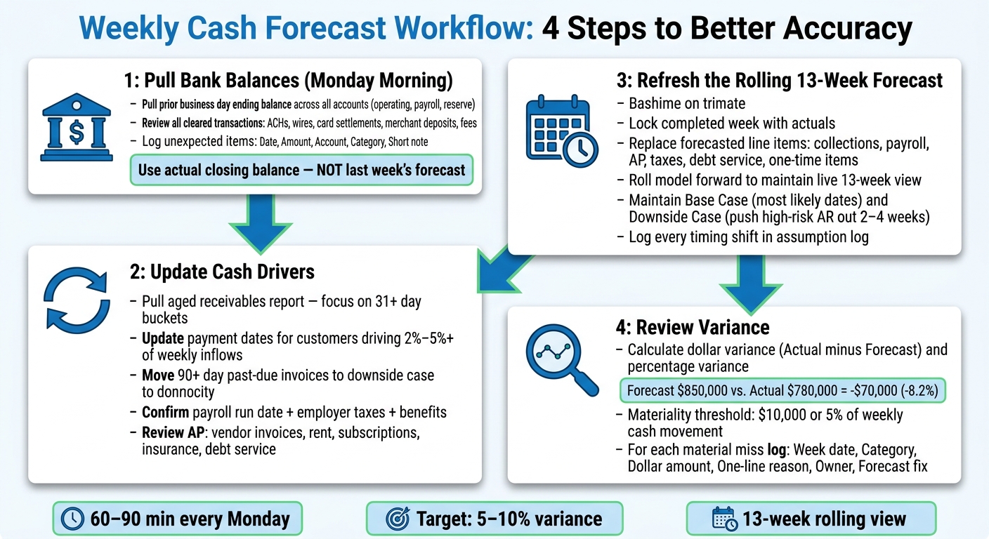 Weekly Cash Forecast Workflow: 4 Steps to Better Accuracy