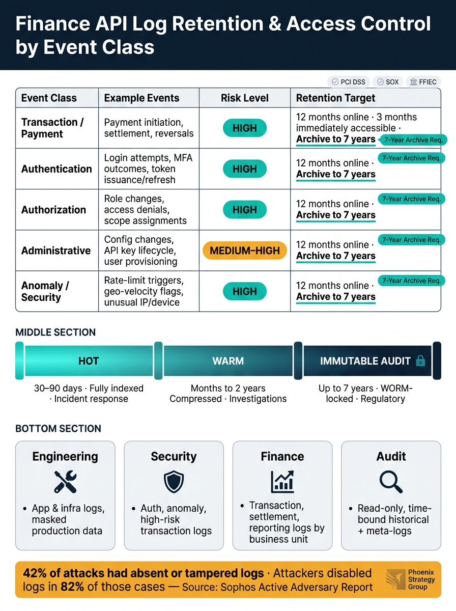 Finance API Log Retention & Access Control by Event Class