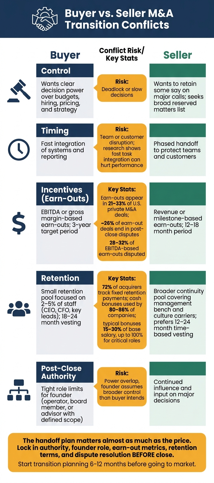 Buyer vs. Seller M&A Transition Conflicts: Key Flashpoints & Stats