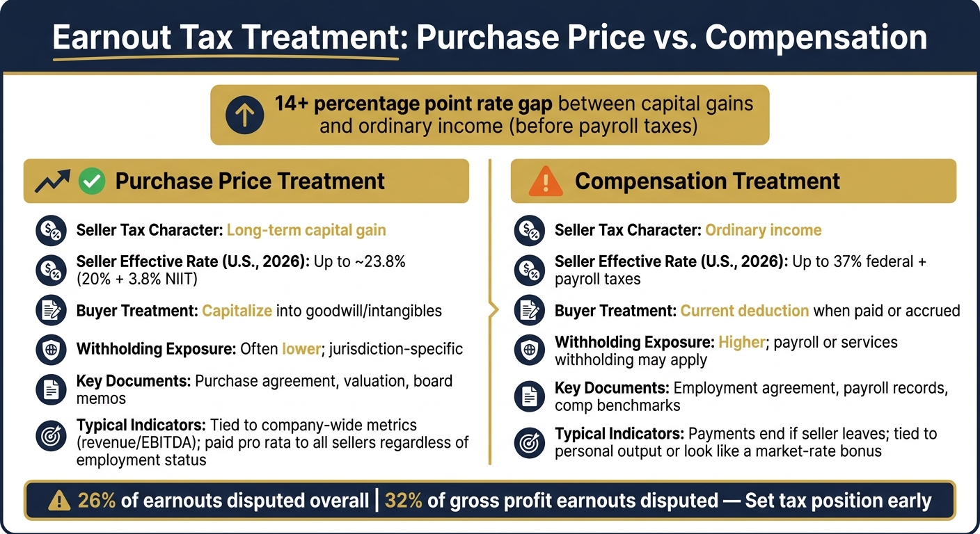 Earnout Tax Treatment: Purchase Price vs. Compensation Comparison