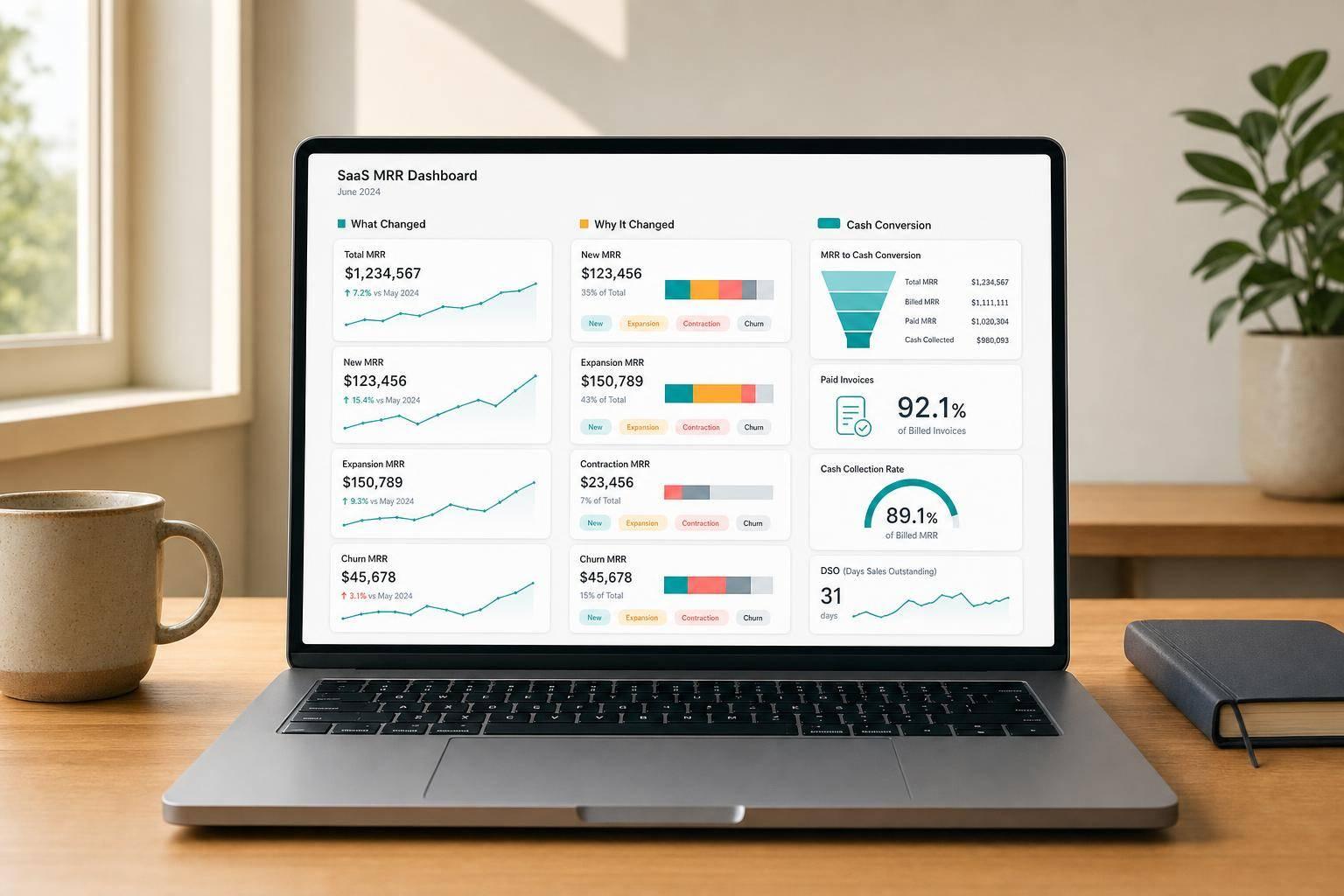 SaaS MRR Dashboard Template: 12 Metrics