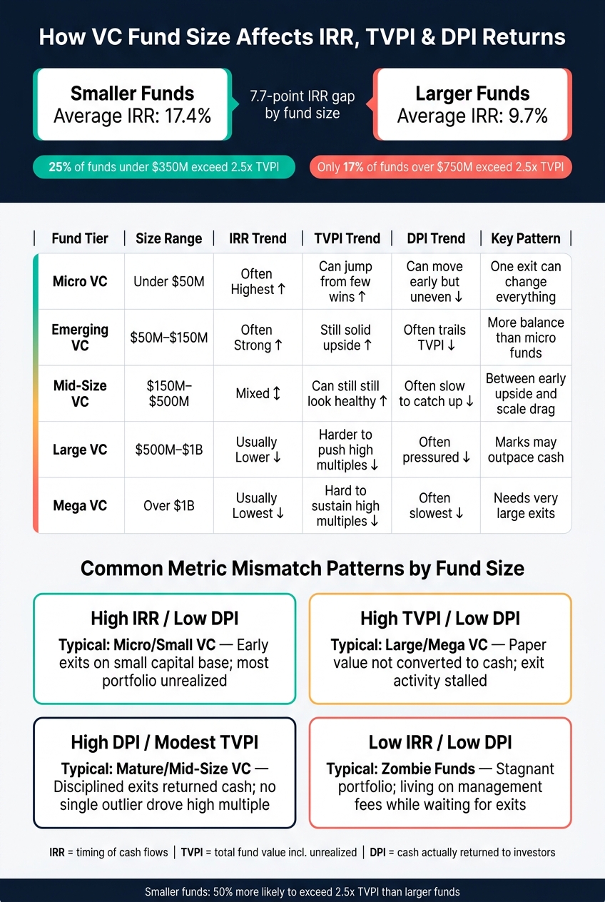 VC Fund Size vs. IRR, TVPI & DPI: Key Performance Differences