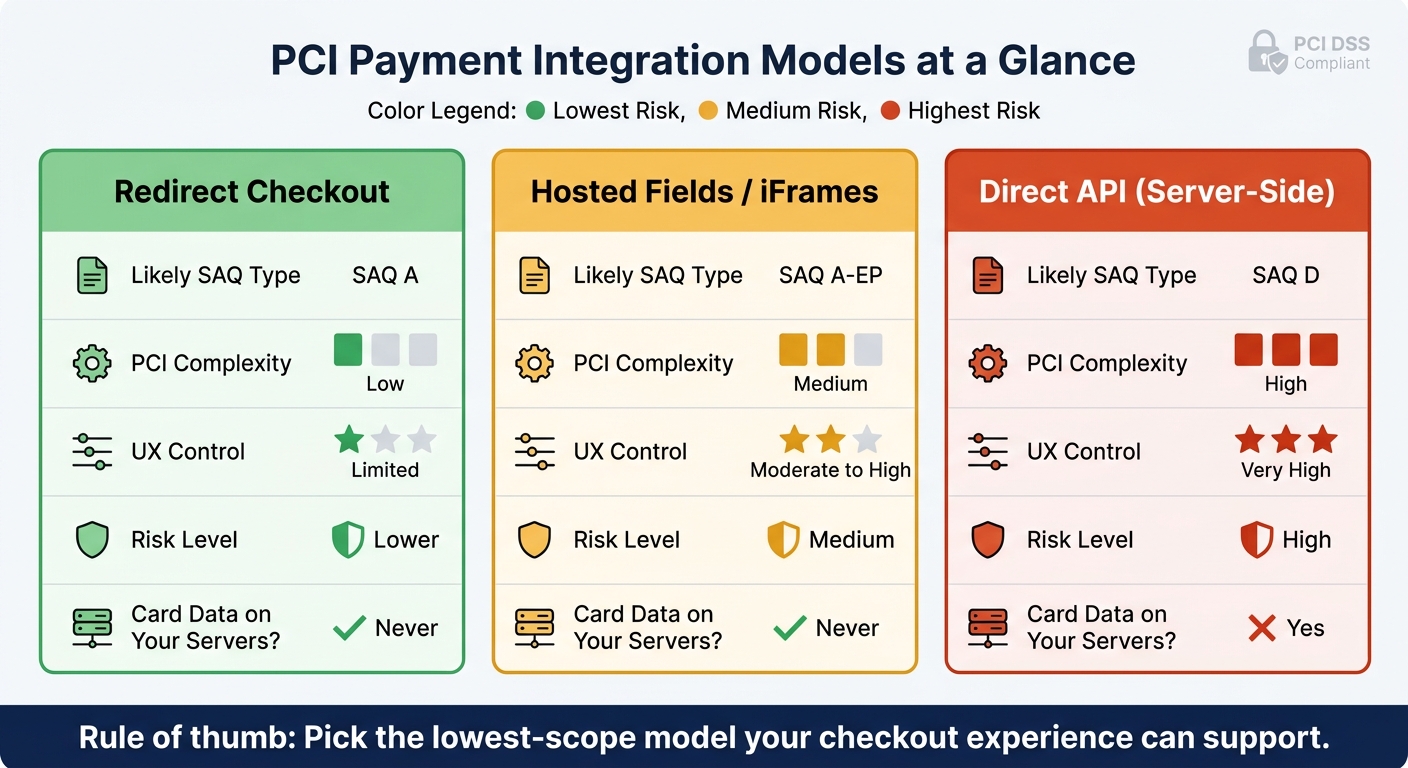 PCI Payment Integration Models: SAQ, Scope & Complexity Compared