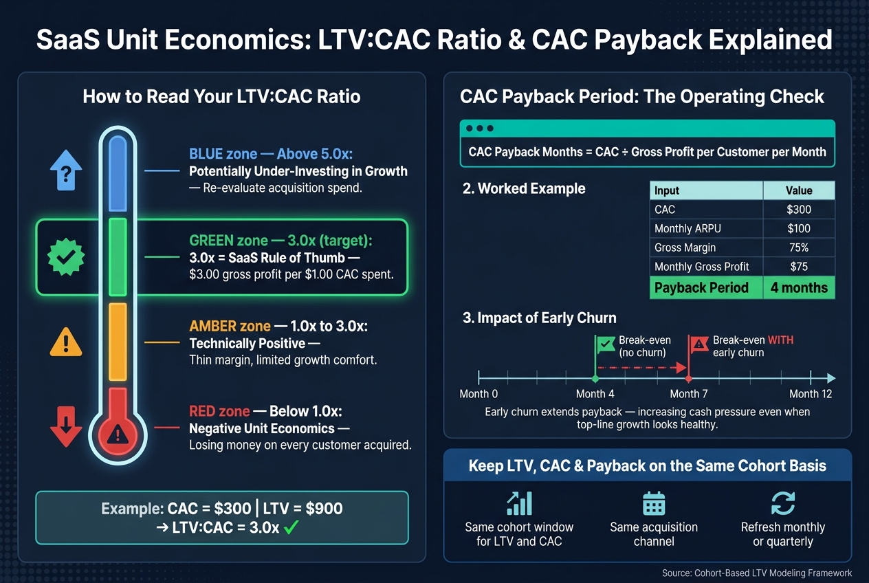 LTV:CAC Ratio Benchmarks & CAC Payback: SaaS Unit Economics Guide