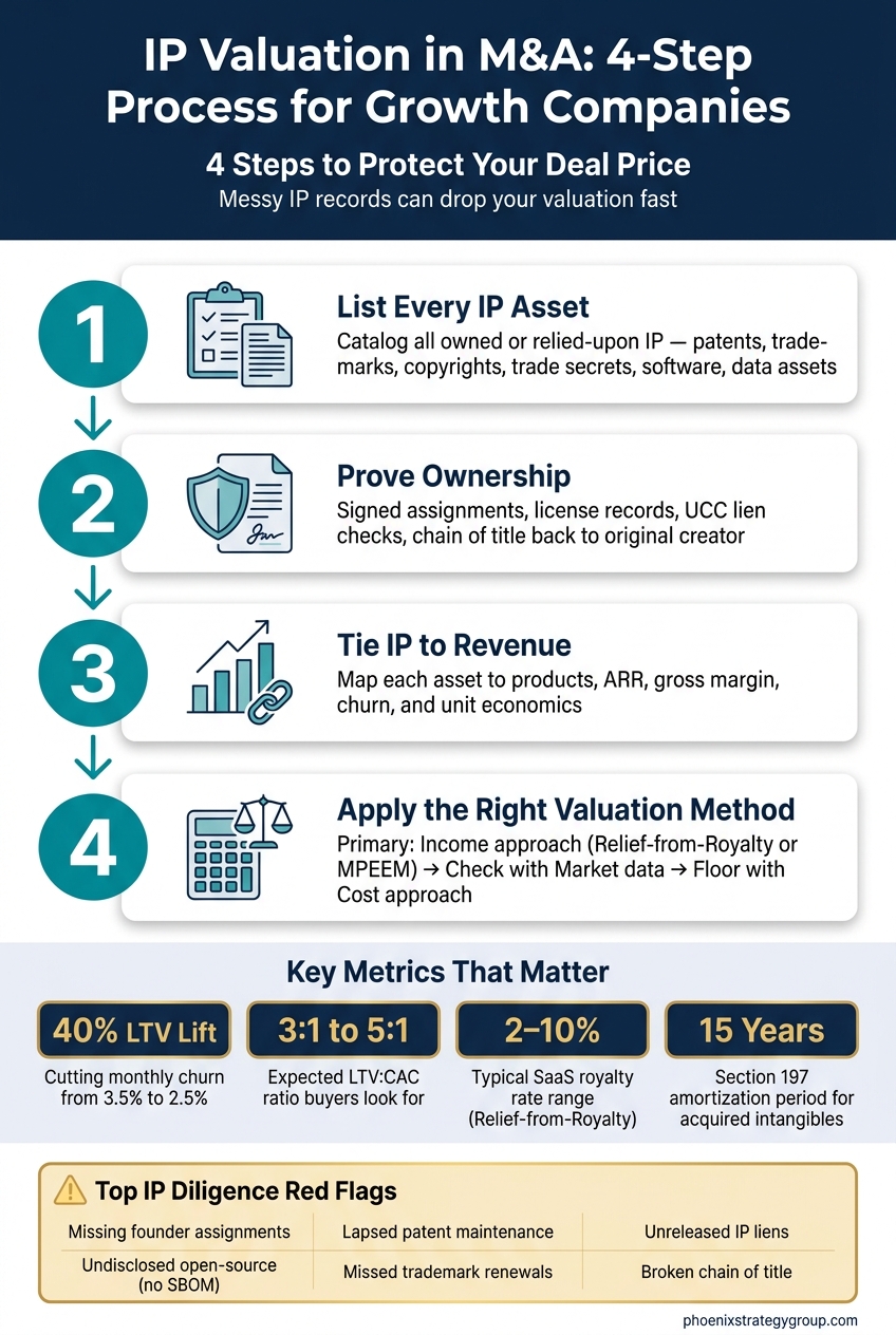 IP Valuation in M&A: 4-Step Process for Growth Companies