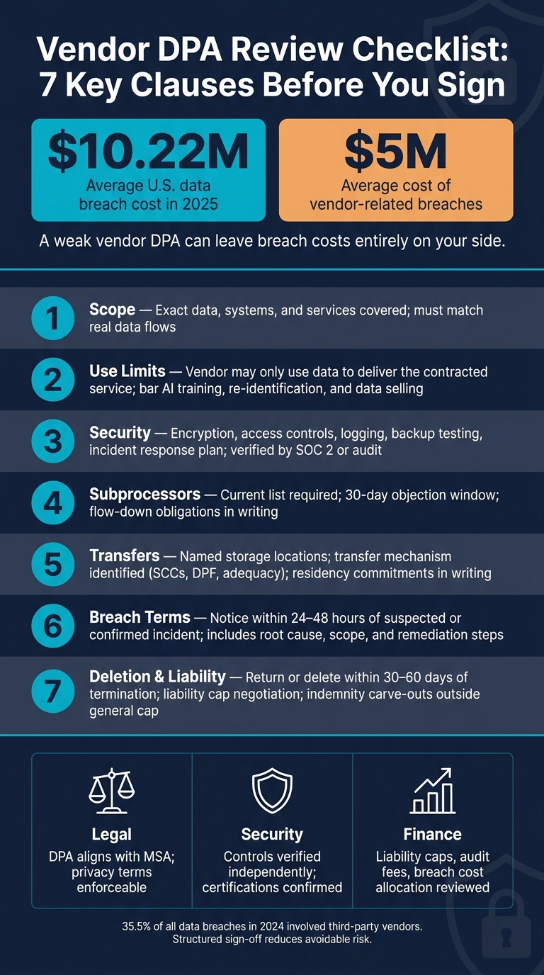 Vendor DPA Review Checklist: 7 Key Clauses Before You Sign