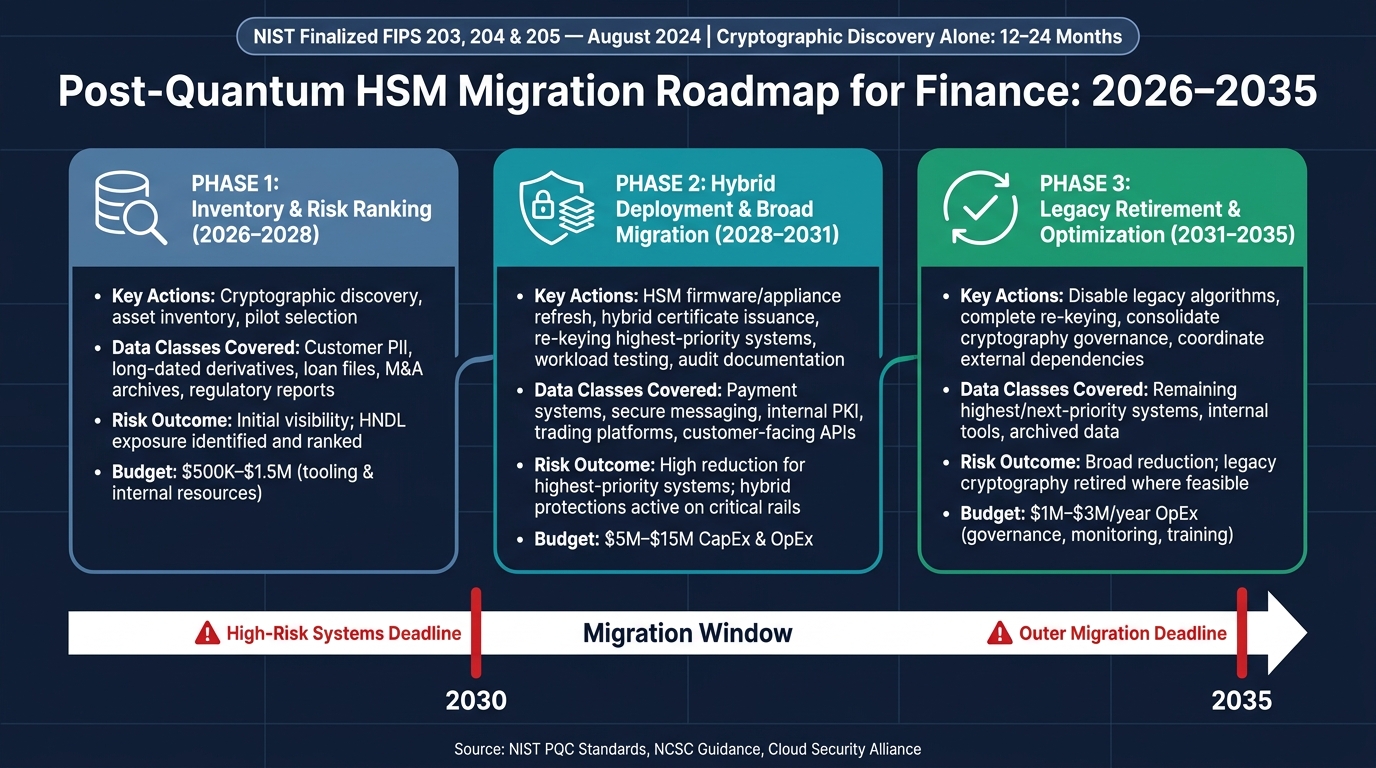 Post-Quantum HSM Migration Timeline for Finance: 2026–2035