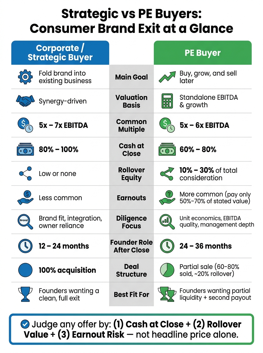 Strategic vs PE Buyers: Consumer Brand Exit Comparison