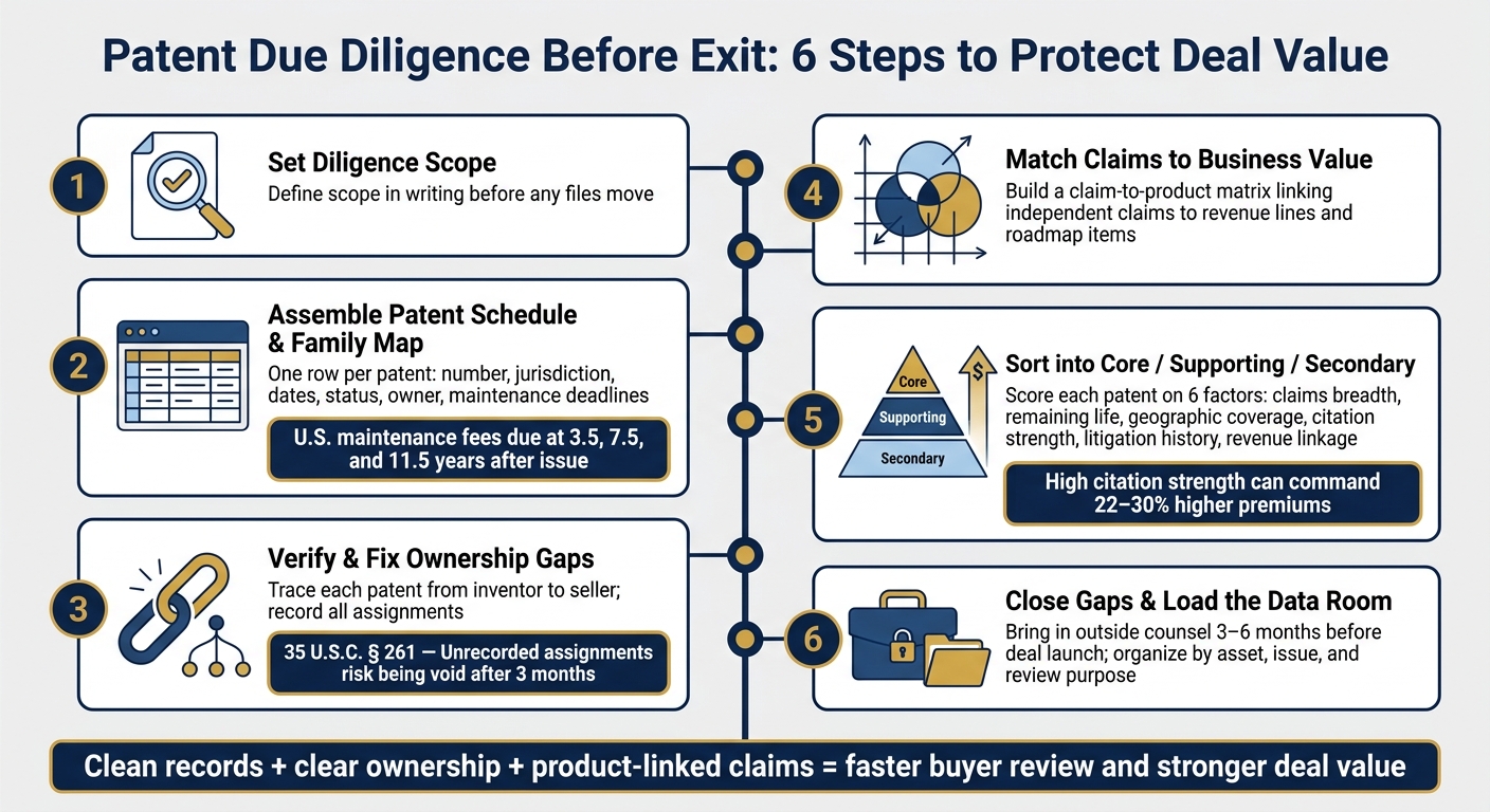 Patent Due Diligence Checklist: 6 Steps to Exit-Ready IP