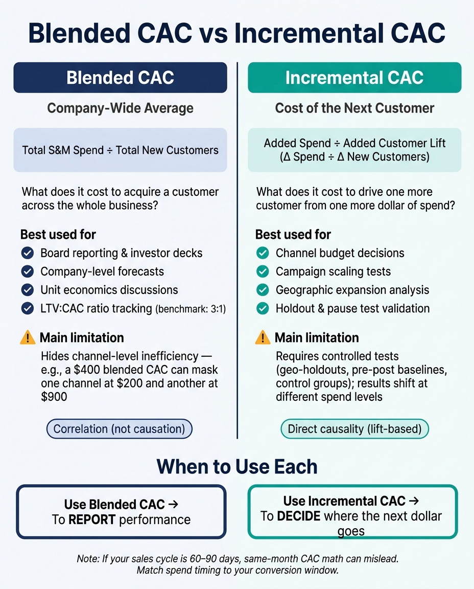 Blended CAC vs Incremental CAC: Key Differences at a Glance