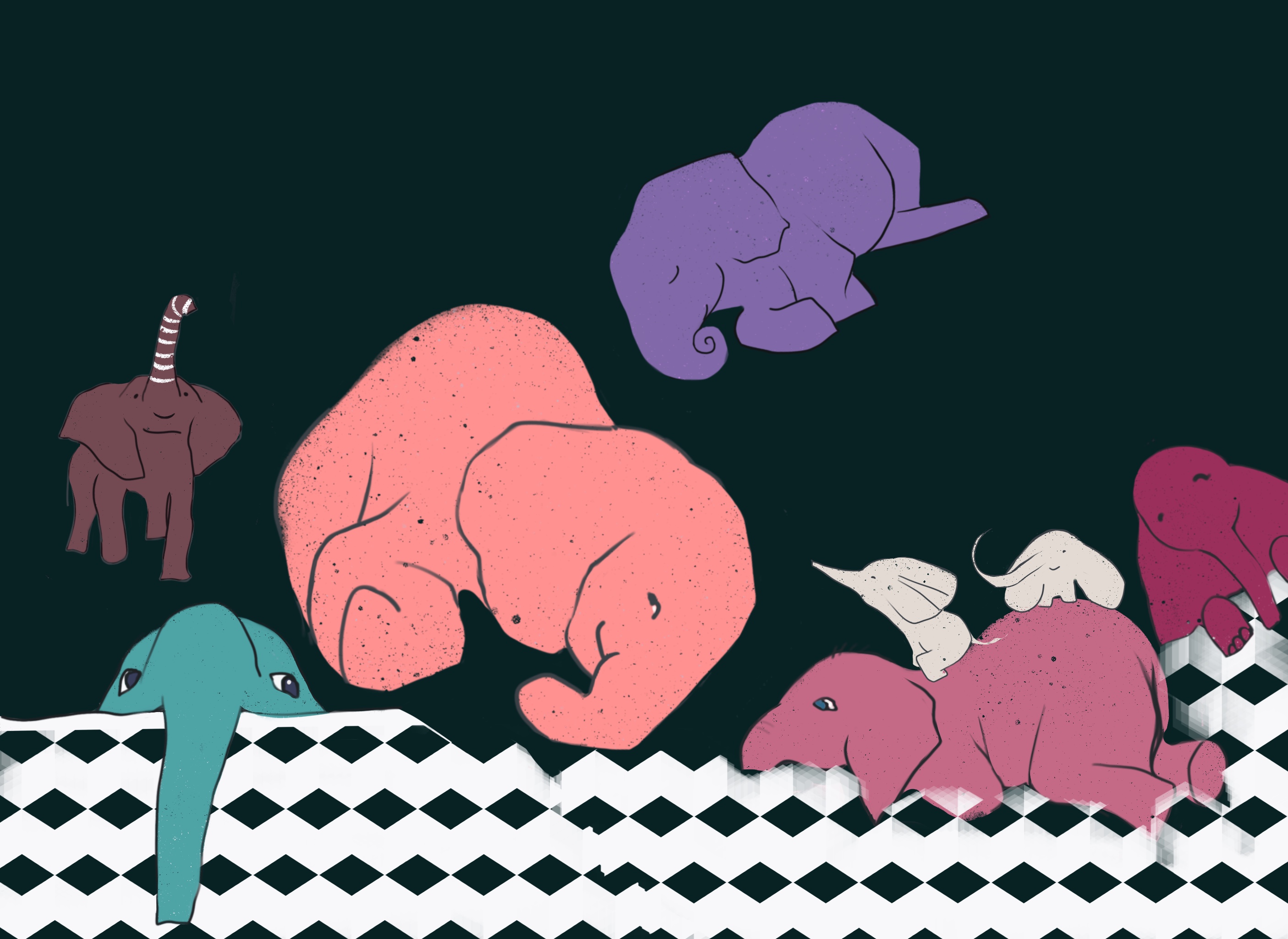 Elephants & flowers