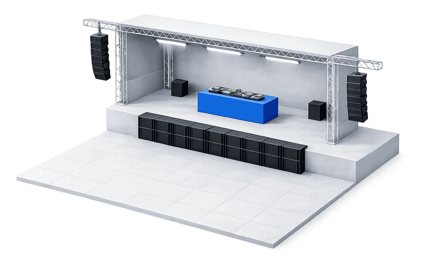 Open air music stage, music festival sound system planning